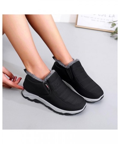 Ladies Couple Boots Winter Flat Splashing Thickening Velvet Warm Side Zipper Mid Tube Snow Boots Warm Women's Boots Black $12...