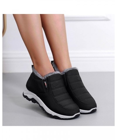 Ladies Couple Boots Winter Flat Splashing Thickening Velvet Warm Side Zipper Mid Tube Snow Boots Warm Women's Boots Black $12...