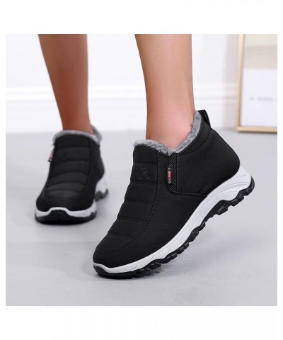 Ladies Couple Boots Winter Flat Splashing Thickening Velvet Warm Side Zipper Mid Tube Snow Boots Warm Women's Boots Black $12...