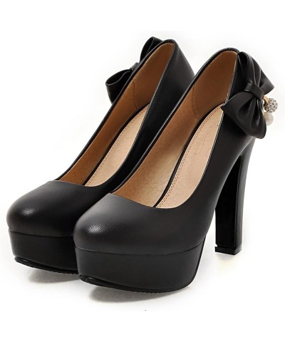 Round Toe High Heels Women Slip On Wedding Shoes Black 2 $27.82 Pumps