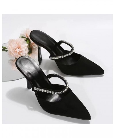 Womens Two Band Sandal Summer Open Toe Heels Slippers Slingback Sandal Dress Shoes Holiday Sandals Shoes Black $14.57 Sandals