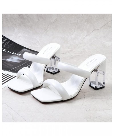 Fashion Summer Shoes Women Slip on Sandals Block High Heels 154 White $21.55 Sandals