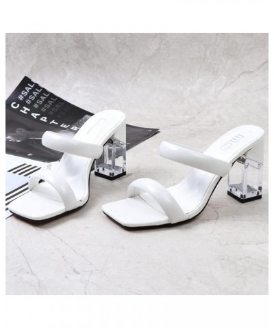 Fashion Summer Shoes Women Slip on Sandals Block High Heels 154 White $21.55 Sandals