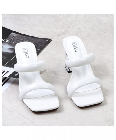 Fashion Summer Shoes Women Slip on Sandals Block High Heels 154 White $21.55 Sandals