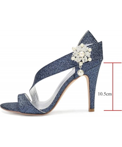 Heeled Sandals for Women Women's Bridal Shoes Heel Height 7.8cm Sandals with Pearls Openwork Flowers Pointed Ankle Strap Pump...