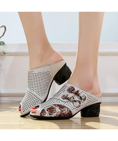 Women's Fashion Casual Hollow Out Roman Style Thick Heel Shoes Slides High Heels Thick Shoes Sandals Peep Toe Shoes Women San...