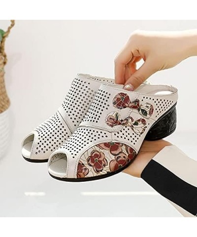 Women's Fashion Casual Hollow Out Roman Style Thick Heel Shoes Slides High Heels Thick Shoes Sandals Peep Toe Shoes Women San...