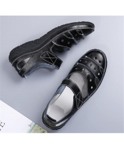 Casual Sandals Women 2021 Summer Hollow Breathable Nurse Simple Women's Sandals Comfortable Slope Heel Sandals Women Black 6 ...