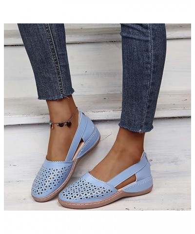 Sandals for Women Summer Casual Closed Toe Flat Boat Shoes Ladies Hollow Breathable Slip on Sandals Comfortable Moccasins Loa...