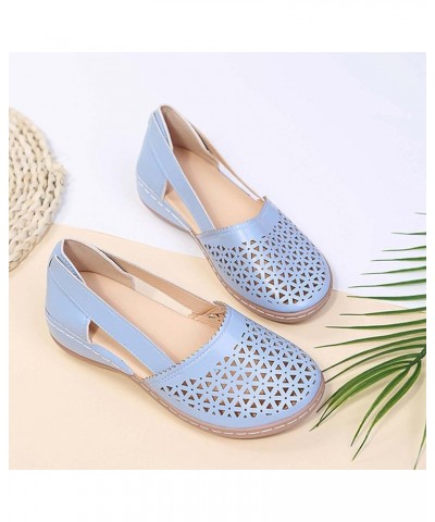 Sandals for Women Summer Casual Closed Toe Flat Boat Shoes Ladies Hollow Breathable Slip on Sandals Comfortable Moccasins Loa...