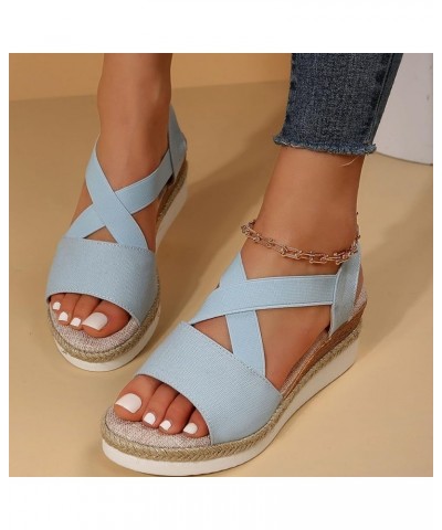 Mini Platform Boots Women Wedges Sandals Comfortable Platform Sandals Women Dressy Heels Wide Width Sandals F Blue 11 $12.25 ...