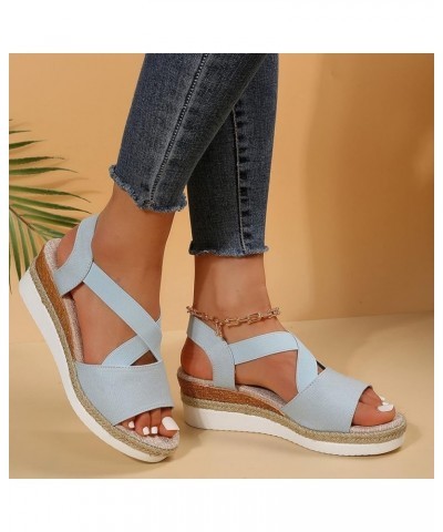 Mini Platform Boots Women Wedges Sandals Comfortable Platform Sandals Women Dressy Heels Wide Width Sandals F Blue 11 $12.25 ...