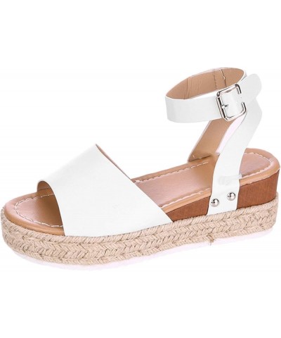 Espadrille Sandals for Women, Sandals for Women Dressy Summer Platform Sandals Breathable Beach Sandals with Buckle White $14...