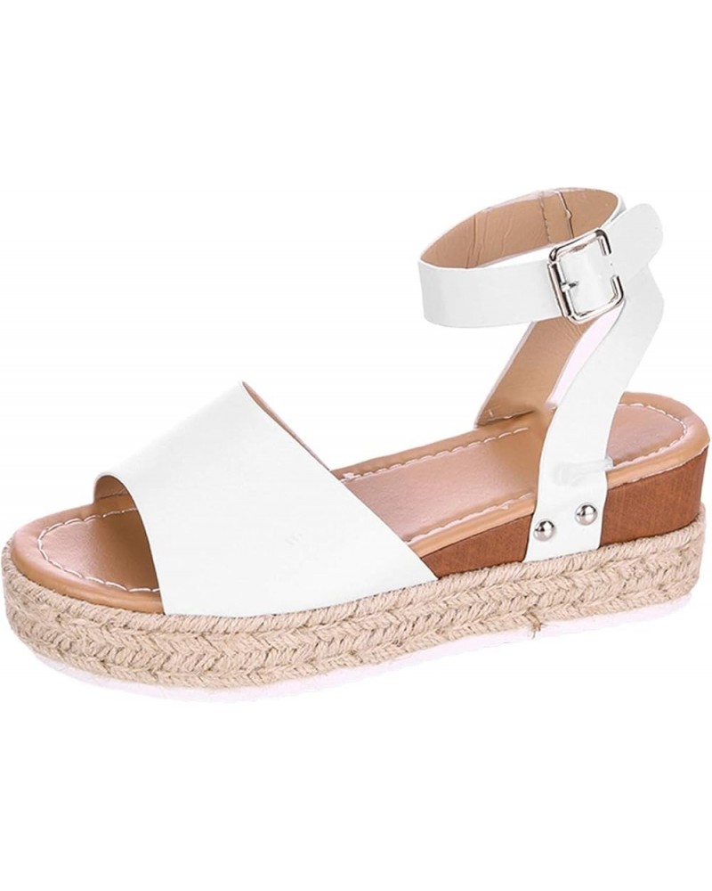 Espadrille Sandals for Women, Sandals for Women Dressy Summer Platform Sandals Breathable Beach Sandals with Buckle White $14...