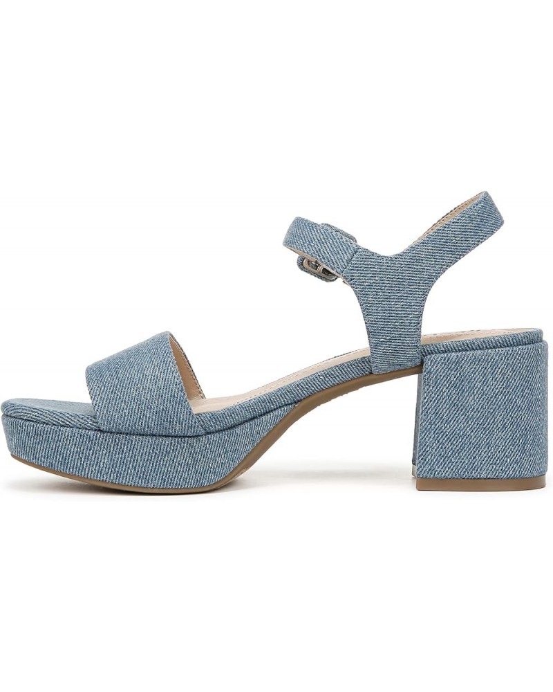 Women's Trendy Heeled Sandal Denim Blue $43.51 Sandals