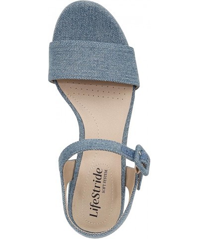 Women's Trendy Heeled Sandal Denim Blue $43.51 Sandals