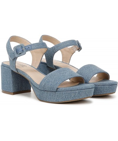 Women's Trendy Heeled Sandal Denim Blue $43.51 Sandals