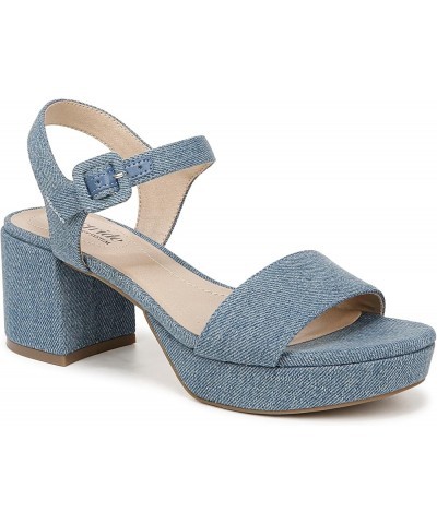 Women's Trendy Heeled Sandal Denim Blue $43.51 Sandals