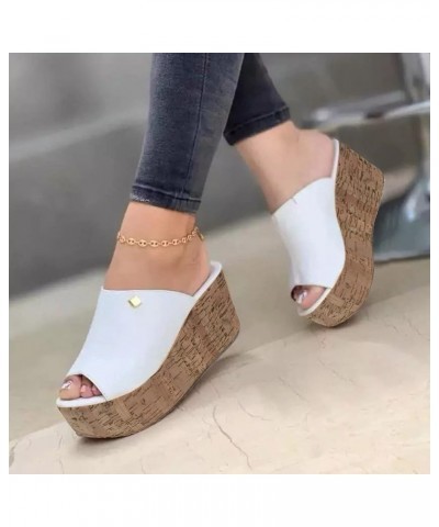 Wedges Sandals for Women, Summer Shoes Sandals Open Toe Breathable Beach Platform Sandals Slip-On Straw Casual Wedges Shoes (...