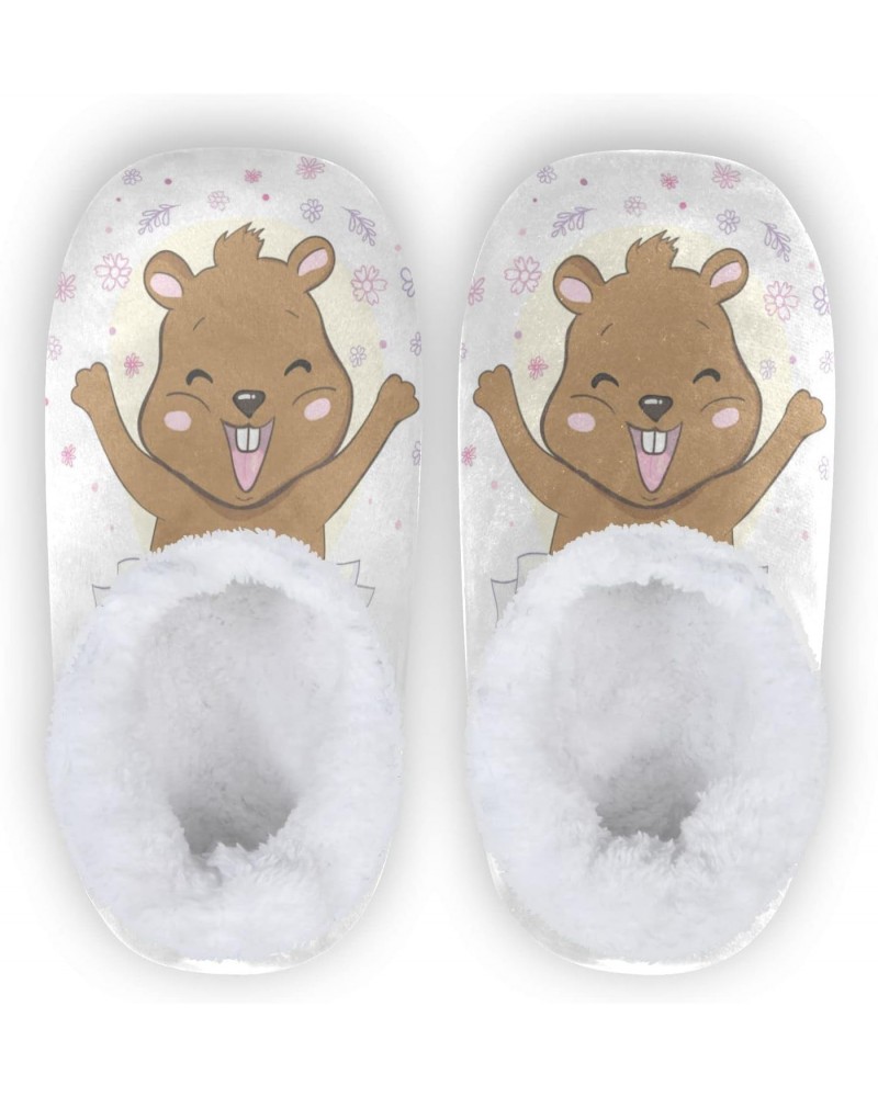 Happy Groundhog Day Home Winter Slippers Flowers Leaf Spa Travel House Slipper Soft Memory Foam Slipper Non Slip for Women Me...