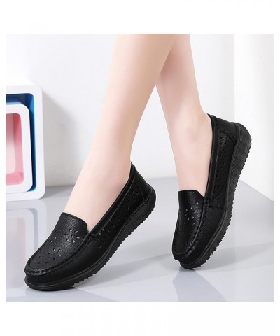 Women Comfort Walking Flat Loafer Slip On Leather Loafer Comfortable Flat Shoes Outdoor Hollow Out Driving Shoes Casual Thick...