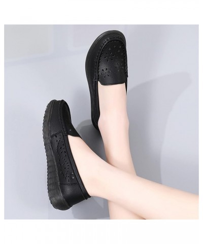 Women Comfort Walking Flat Loafer Slip On Leather Loafer Comfortable Flat Shoes Outdoor Hollow Out Driving Shoes Casual Thick...