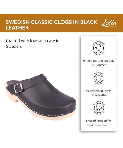 Swedish Classic Clog with Buckled Strap for Women | Low Heel Slip-on Wooden Clogs Made in Sweden | Supportive Alder Wood Base...