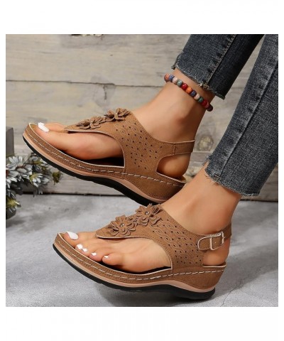 Orthopedic Sandals Women Arch Support Design Wedge Open Toe Sandals Comfortable And Functional Shoes Women'S Tan Sandals Brow...