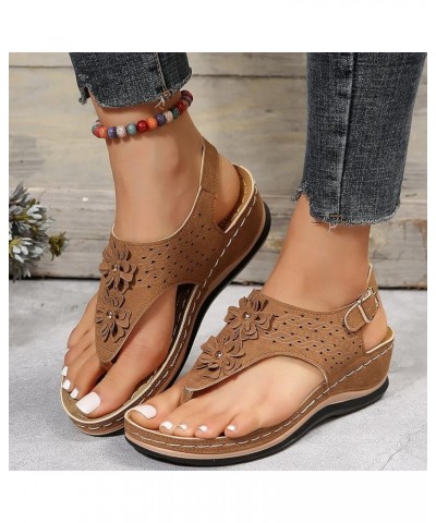 Orthopedic Sandals Women Arch Support Design Wedge Open Toe Sandals Comfortable And Functional Shoes Women'S Tan Sandals Brow...