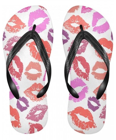 Happy Valentine's Day Womens Flip Flops Lipstick Kiss Romantic Love Summer Beach Sandals Casual Thong Slippers Comfortable Sh...