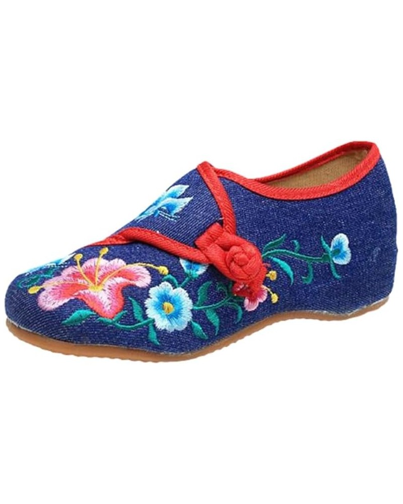 Floral Embroidered Shoes for Women Vintage Casual Loafers Canvas Shoe Ethnic Pumps Ladies Slingbacks Sandals Denim Blue 4 $22...