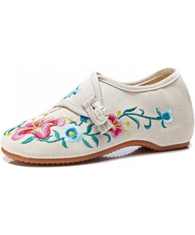 Floral Embroidered Shoes for Women Vintage Casual Loafers Canvas Shoe Ethnic Pumps Ladies Slingbacks Sandals Denim Blue 4 $22...