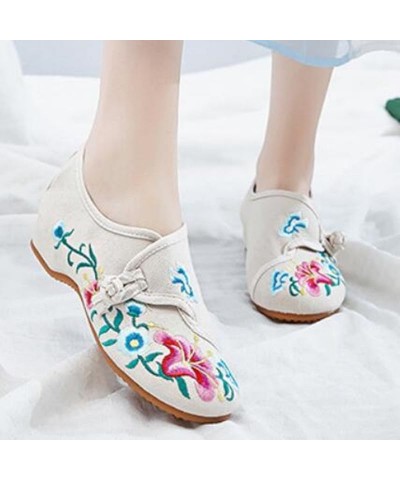 Floral Embroidered Shoes for Women Vintage Casual Loafers Canvas Shoe Ethnic Pumps Ladies Slingbacks Sandals Denim Blue 4 $22...