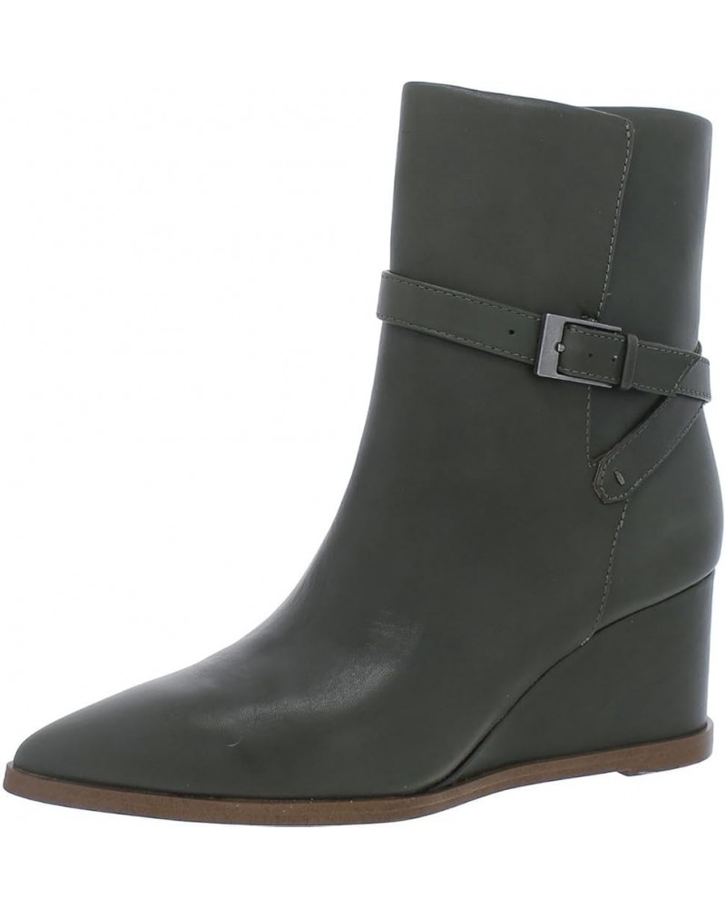 Women's Emina Pointed Toe Wedge Bootie Ankle Boot Cypress Green Leather $54.58 Boots