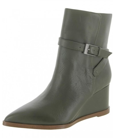 Women's Emina Pointed Toe Wedge Bootie Ankle Boot Cypress Green Leather $54.58 Boots