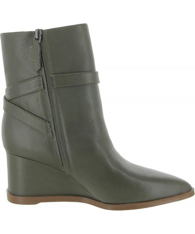 Women's Emina Pointed Toe Wedge Bootie Ankle Boot Cypress Green Leather $54.58 Boots