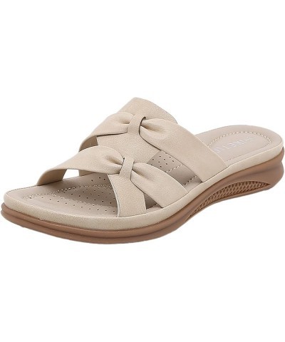 Indoor Shoes for Ladies Women Summer Solid Slip On Casual Open Toe Bow Tie Wedges Soft Bottom Breathable Slippers A $20.27 Sa...