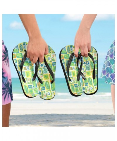 Tropical Leaves Green Yellow Womens Flip Flops Summer Beach Sandals Casual Thong Slippers Comfortable Shower Slippers Non Sli...