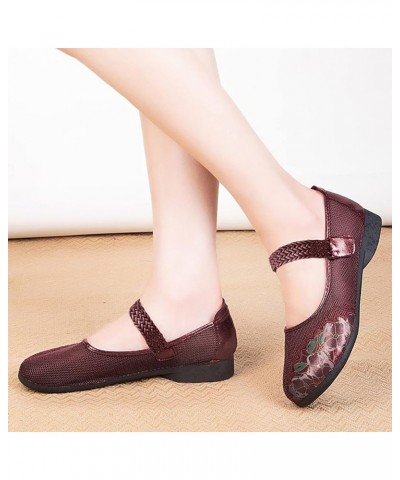 Embroidery Shoes for Women Dressy,Slip On Platform Sandals Wedges Shallow Beach Shoes Womens Casual Mesh Shoes Slip on Loafer...