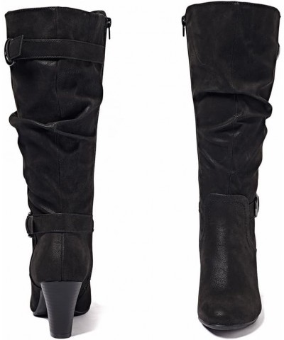 Women's Knee High Boots with Chunky Heel, Pointed Toe, Comfortable and Fashionable for Fall and Winter Wear For Women. Black ...