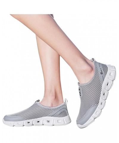 Slip on Sneakers Solid Color Flat Comfortable Lightweight Running Shoes Sneakers Z 02-grey $15.74 Athletic Shoes