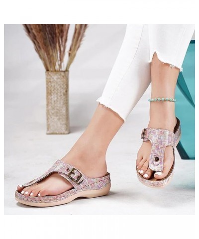 Fuzzy Sandals with Strap for Women Pinch Toe Sandal Women's Summer New Round Head Hollow Metal Sandals Womens Size 8 Pink $13...