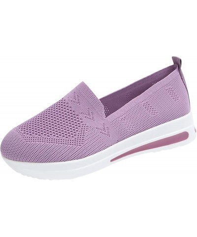 Women Sport Shoes Wedge Slip On Ladies Fashion Mesh Breathable Thick Sole Comfortable Casual Women Sneaker Purple $9.24 Fashi...