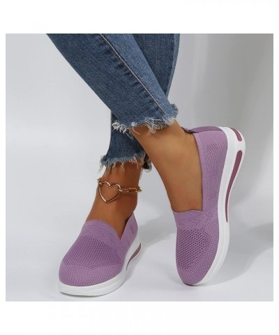 Women Sport Shoes Wedge Slip On Ladies Fashion Mesh Breathable Thick Sole Comfortable Casual Women Sneaker Purple $9.24 Fashi...