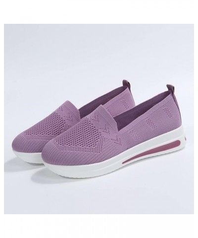 Women Sport Shoes Wedge Slip On Ladies Fashion Mesh Breathable Thick Sole Comfortable Casual Women Sneaker Purple $9.24 Fashi...