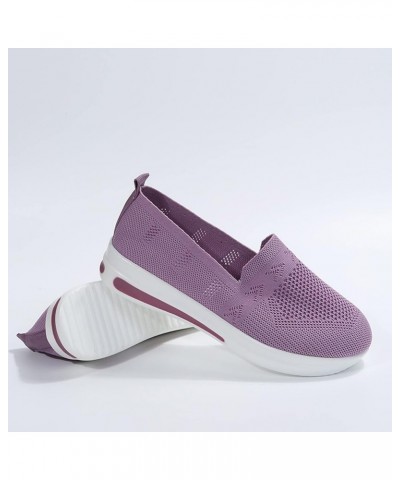 Women Sport Shoes Wedge Slip On Ladies Fashion Mesh Breathable Thick Sole Comfortable Casual Women Sneaker Purple $9.24 Fashi...