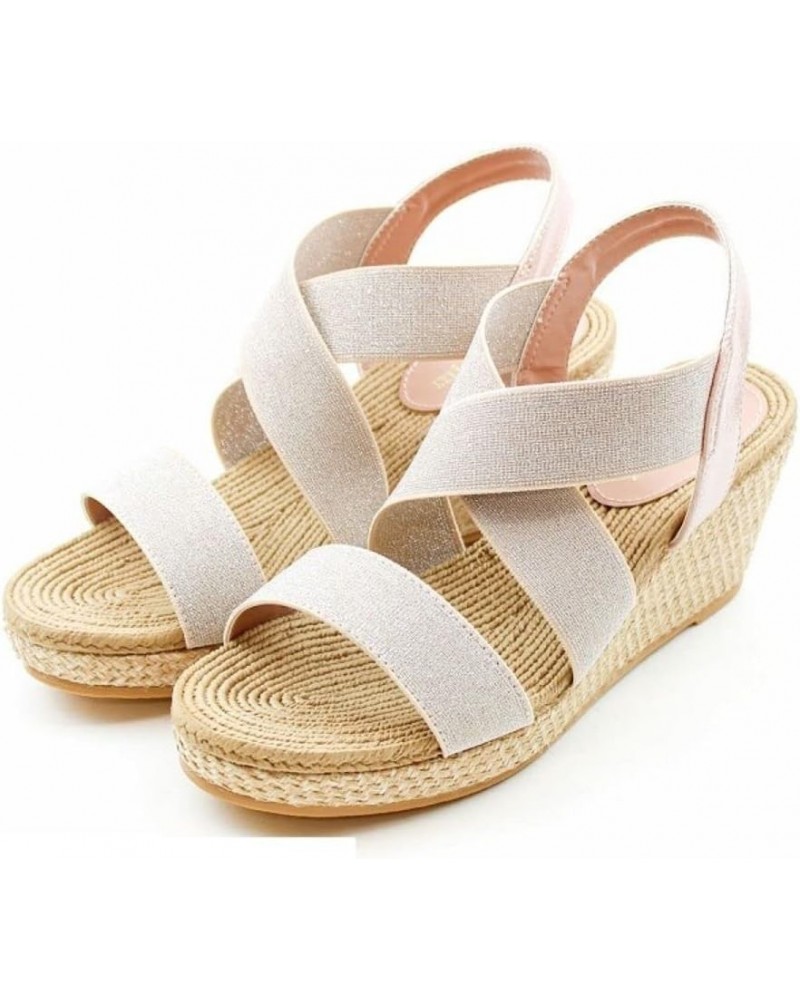 Women's Classic Wedge Sandal Pink Lame Metallic $23.41 Sandals