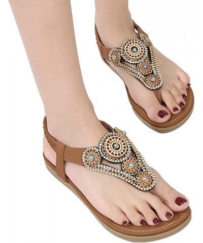 Toe Wedge Women's Flip Elastic Round Shoes Band Rhinestone Fashion Flops Comfortable Sandals Women's Sandals Wedge Sandals fo...