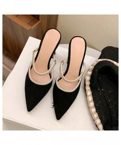 Women Mules, Pointed Toe High Heel Evening Shoes Slip On Louis Heel Mules Rhinestones, Size 2-10 Black $28.29 Mules & Clogs