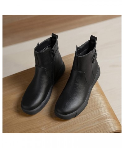 Ankle Boots for Women Ankle Booties With Zipper Women'S Knee High Boots Thick Heel Booties Black $26.41 Boots